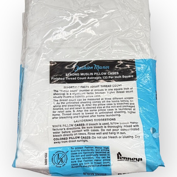 Vintage Penneys Fashion Manor Muslin Pillowcase only 1! 100% Cotton White 42x36 - Picture 3 of 4